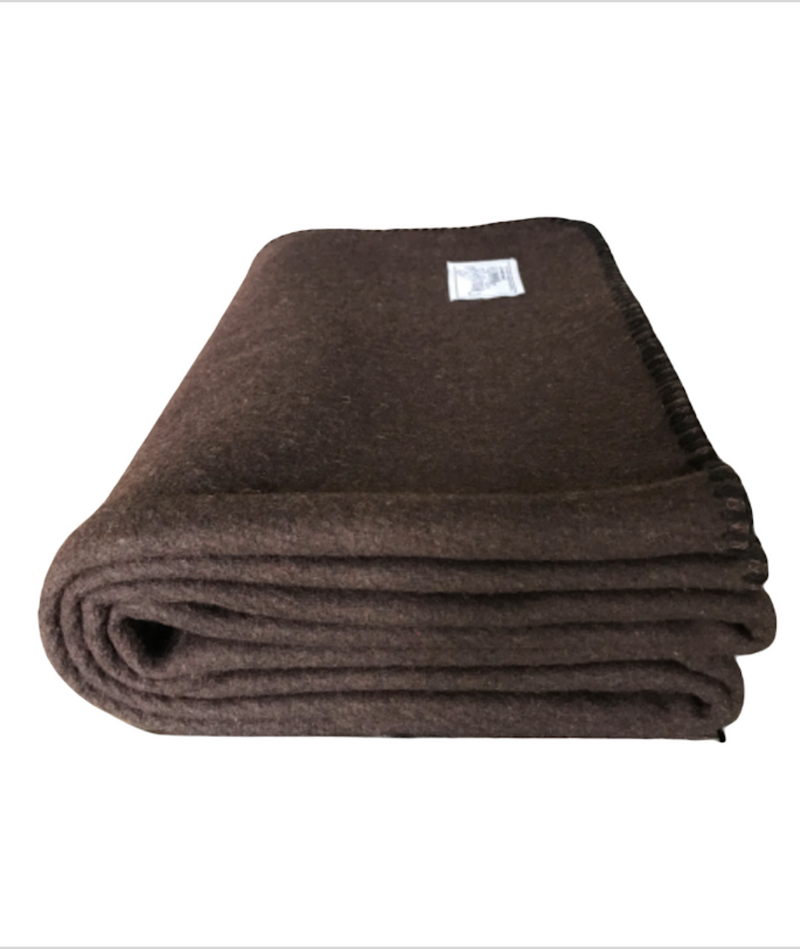 Rugged Brown Wool Camping Blanket