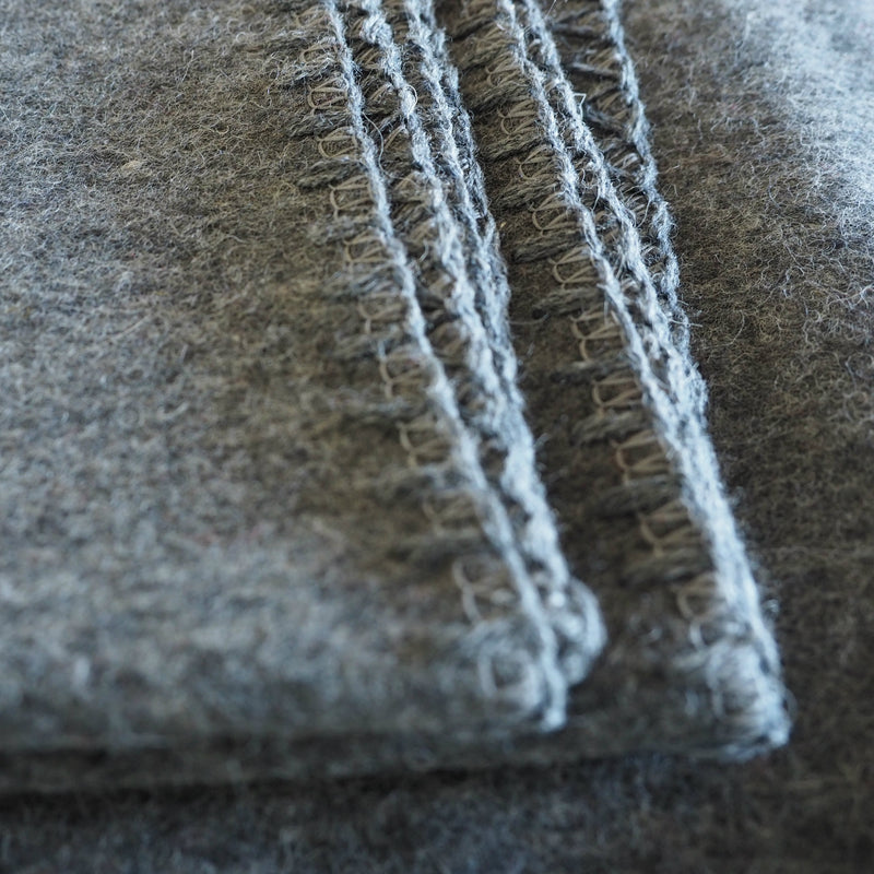 Rugged Gray Wool Blanket - Woolly Mammoth Woolen Company
