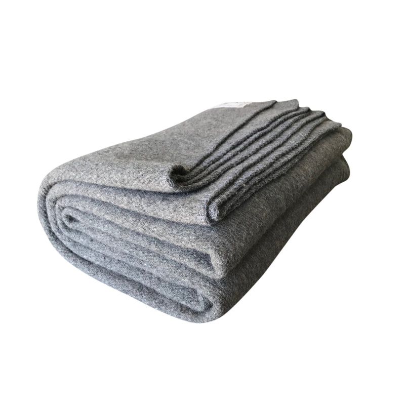 Rugged Gray Wool Blanket - Woolly Mammoth Woolen Company